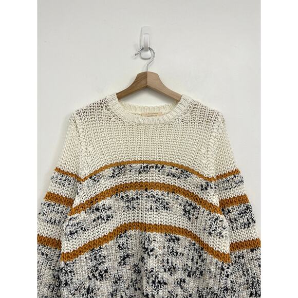 Sezane Clement Jumper Sweater Chunky Textured Knit Balloon Sleeves Stripe - Med - Picture 3 of 12